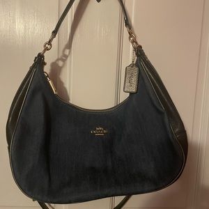 Coach denim and blue leather handbag